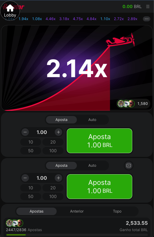 Jogo Aviator da Spribe no BETOK GAME com 1580 jogadores online