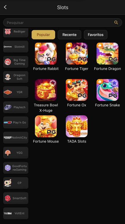 Lista de provedores de jogos BETOK GAME de P a Y incluindo Playtech e Yggdrasil